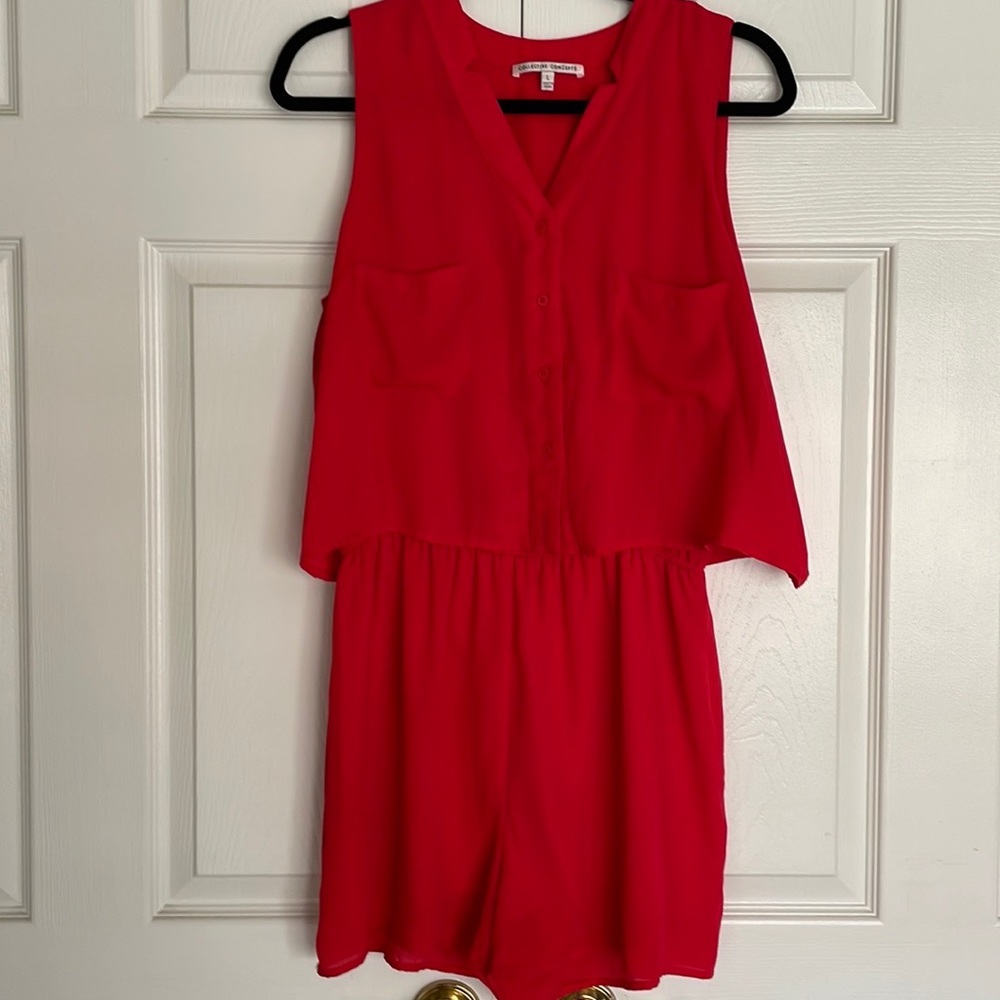 COLLECTIVE CONCEPTS Short Red Romper with Attached Vest | Size L
